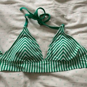 Green Striped Triangle Swim Top